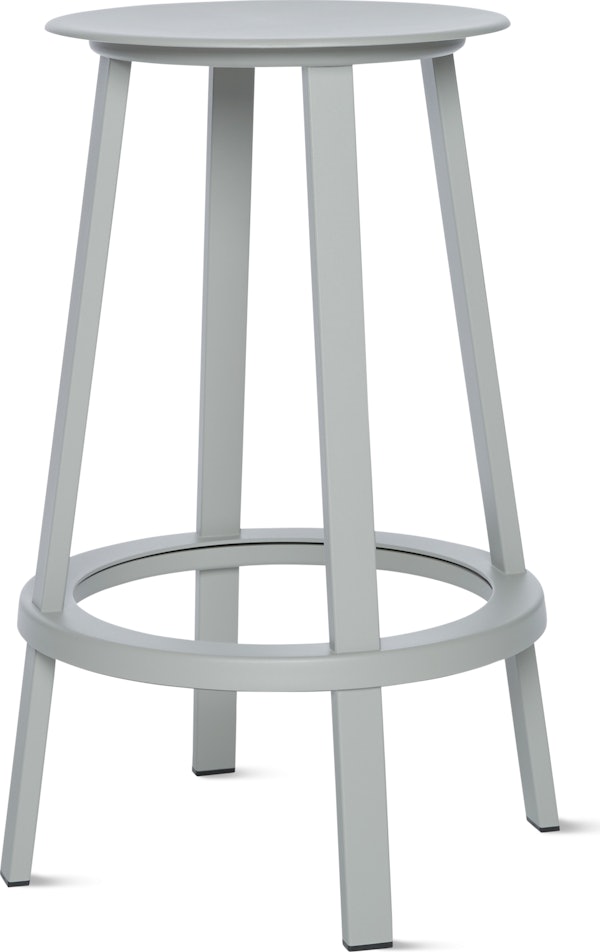 A sky grey Revolver Counter Stool viewed from an angle